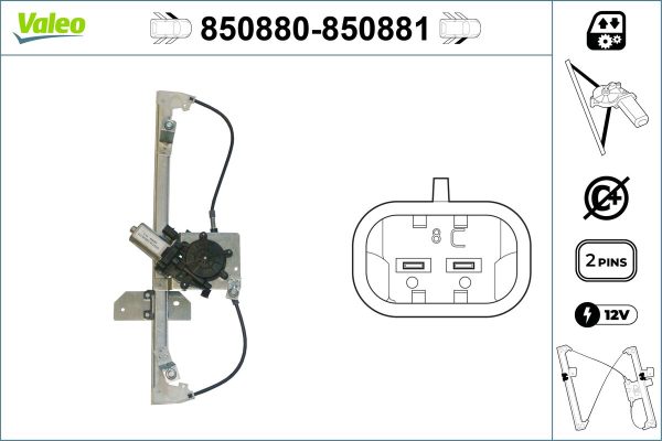 Mecanism actionare geam DACIA DUSTER (HM_) 1.2 TCe 125 (HMMA) benzina 125 cai VALEO 850880