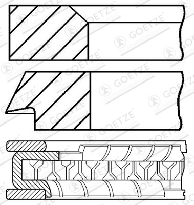 Set segmenti piston DACIA SANDERO II 1.6 benzina 86 cai GOETZE ENGINE 08-104207-00