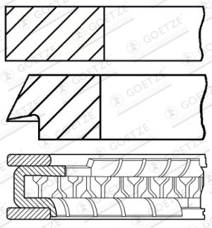Set segmenti piston DACIA LOGAN (LS_) 1.4 MPI LPG (LS0C) Benzina/Autogaz (GPL) 75 cai GOETZE ENGINE 08-105200-00