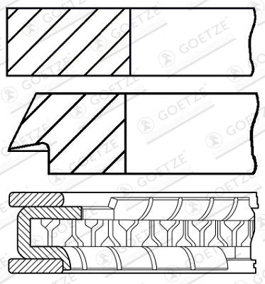 Set segmenti piston DACIA LOGAN EXPRESS (FS_) 1.4 benzina 75 cai GOETZE ENGINE 08-105207-00