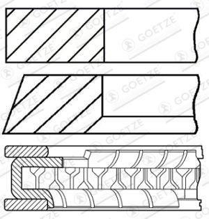 Set segmenti piston DACIA LOGAN (LS_) 1.2 16V (LS1N, LS02, BS02) benzina 75 cai GOETZE ENGINE 08-450000-10