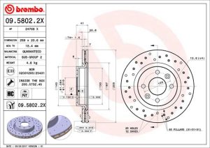 Disc frana DACIA SANDERO II 1.0 SCe 75 (B8JC, B8JD) benzina 73 cai BREMBO 09.5802.2X