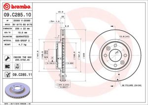 Disc frana DACIA SANDERO II TCe 90 (B8M1, B8MA, B8AC) benzina 90 cai BREMBO 09.C285.11