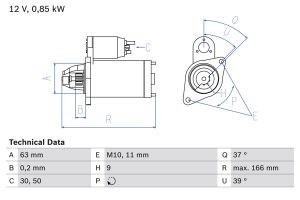 Electromotor DACIA LOGAN MCV II 1.2 benzina 75 cai BOSCH 0 986 024 190