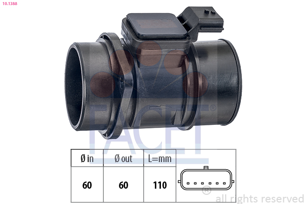 Senzor debit aer DACIA DUSTER (HS_) 1.5 dCi diesel 86 cai FACET 10.1388