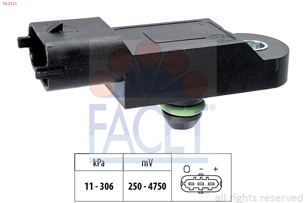 Senzor presiune aer DACIA SANDERO II TCe 90 (B8M1, B8MA, B8AC) benzina 90 cai FACET 10.3121