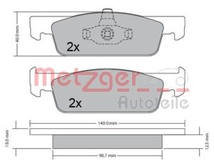 Placute frana DACIA LOGAN II 1.6 16V benzina 105 cai METZGER 1170621