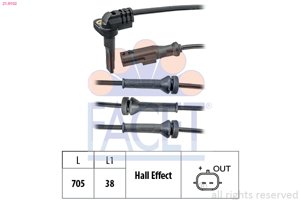 Senzor turatie roata DACIA DUSTER (HS_) 1.2 TCe 125 benzina 125 cai FACET 21.0102