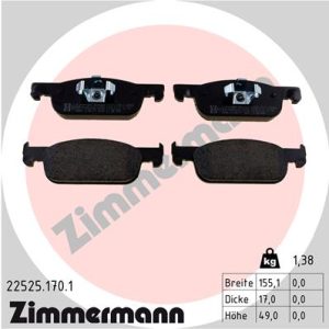 Placute frana DACIA SANDERO II TCe 90 (B8M1, B8MA, B8AC) benzina 90 cai ZIMMERMANN 22525.170.1