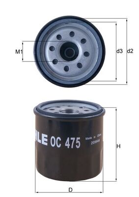 Filtru ulei DACIA LOGAN (LS_) 1.2 16V LPG Benzina/Autogaz (GPL) 75 cai MAHLE ORIGINAL OC 475