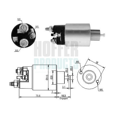 Solenoid electromotor DACIA LOGAN MCV (KS_) 1.6 (KS0B, KS0D, KS0F) benzina 87 cai HOFFER 46263
