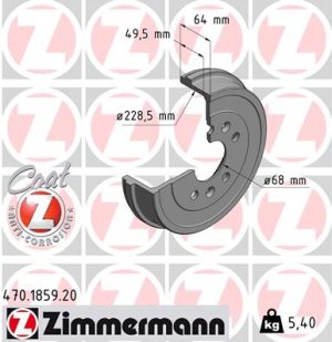 Tambur frana DACIA DUSTER (HM_) 1.5 dCi 110 4x4 (HMAB) diesel 109 cai ZIMMERMANN 470.1859.20