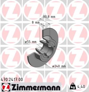 Disc frana DACIA SANDERO II TCe 90 (B8M1, B8MA, B8AC) benzina 90 cai ZIMMERMANN 470.2417.00