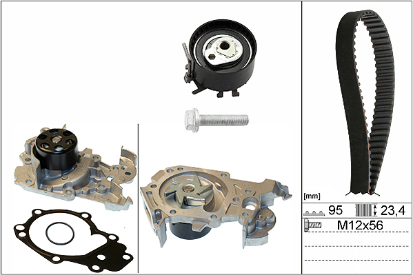 Set pompa apa + curea dintata DACIA LOGAN MCV II 1.2 benzina 75 cai INA 530 0195 30