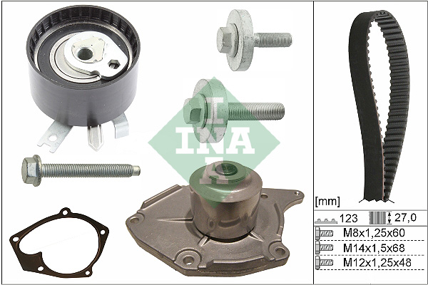 Set pompa apa + curea dintata DACIA LOGAN EXPRESS (FS_) 1.5 dCi (FS0Y, FS00, FS0J) diesel 65 cai INA 530 0197 31