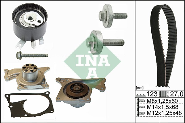 Set pompa apa + curea dintata DACIA LOGAN (LS_) 1.5 dCi (LS04) diesel 88 cai INA 530 0197 32