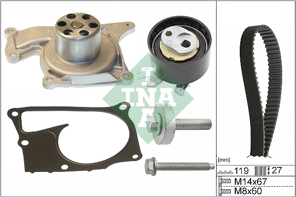 Set pompa apa + curea dintata DACIA LOGAN II 1.5 dCi diesel 90 cai INA 530 0607 30