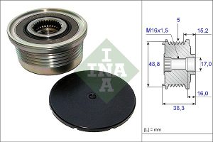 Fulie alternator DACIA LOGAN pick-up (US_) 1.5 dCi (US0K) diesel 68 cai INA 535 0048 10