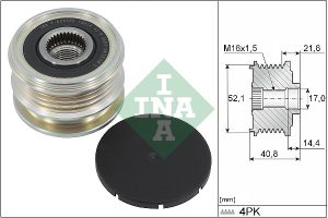 Fulie alternator DACIA SANDERO II 1.0 SCe 75 (B8JC, B8JD) benzina 73 cai INA 535 0345 10