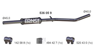 Toba esapamet intermediara DACIA SANDERO 1.2 16V benzina 75 cai ERNST 536059