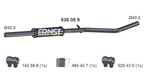 Toba esapamet intermediara DACIA SANDERO 1.2 16V benzina 75 cai ERNST 536059