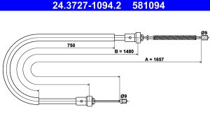 Cablu frana de parcare DACIA SANDERO II 1.0 TCe 100 (B8ML) benzina 101 cai ATE 24.3727-1094.2