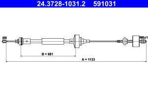 Cablu ambreiaj DACIA LOGAN (LS_) 1.4 (LSOA, LSOC, LSOE, LSOG) benzina 75 cai ATE 24.3728-1031.2