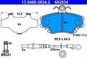 Placute frana DACIA LOGAN (LS_) 1.5 dCi (LS0J, LS0Y) diesel 65 cai ATE 13.0460-2834.2