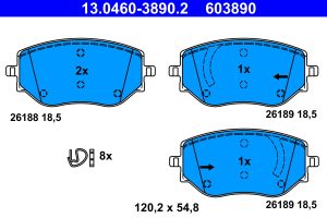 Placute frana DACIA JOGGER (RK_) 1.0 TCe 110 (RKMD) benzina 110 cai ATE 13.0460-3890.2