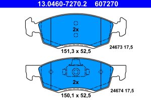 Placute frana DACIA LOGAN pick-up (US_) 1.5 dCi (US00, US0J, US0Y) diesel 65 cai ATE 13.0460-7270.2