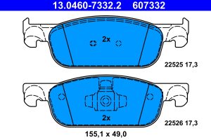 Placute frana DACIA LOGAN MCV II TCe 90 (K8M1, K8MA, K8AC) benzina 90 cai ATE 13.0460-7332.2