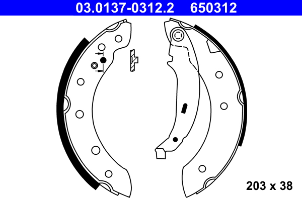 Set saboti frana DACIA SANDERO 1.6 16V benzina 105 cai ATE 03.0137-0312.2