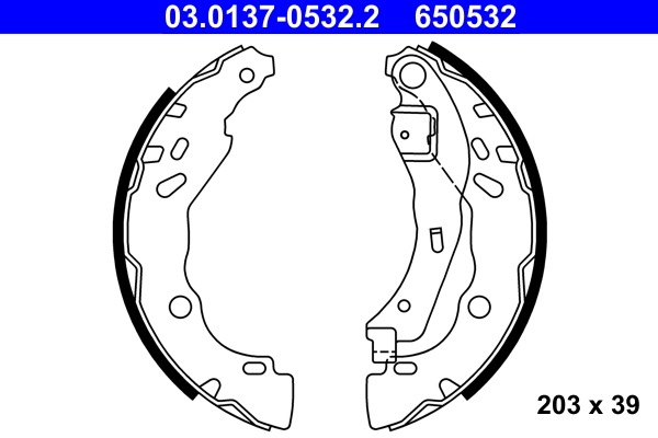 Set saboti frana DACIA SANDERO 1.0 Hi-Flex Benzina/Etanol 76 cai ATE 03.0137-0532.2