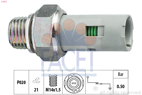 Senzor presiune ulei DACIA DUSTER Autoutilitara/SUV 1.5 dCi diesel 90 cai FACET 7.0151