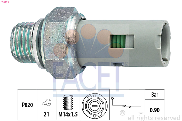 Senzor presiune ulei DACIA LOGAN II 1.2 LPG Benzina/Autogaz (GPL) 72 cai FACET 7.0153