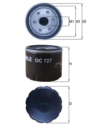 Filtru ulei DACIA LOGAN MCV II 1.0 SCe 75 benzina 73 cai MAHLE ORIGINAL OC 727