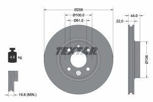 Disc frana DACIA LOGAN MCV II TCe 90 LPG Benzina/Autogaz (GPL) 90 cai TEXTAR 92255203