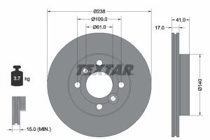 Disc frana DACIA SPRING Extreme electric 65 cai TEXTAR 92350903