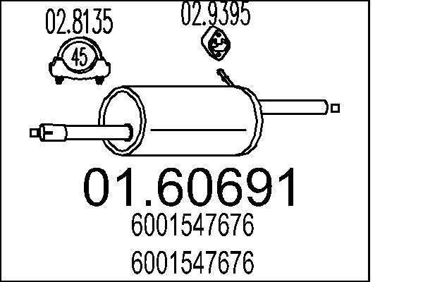 Toba esapament finala DACIA LOGAN (LS_) 1.4 MPI LPG (LS0C) Benzina/Autogaz (GPL) 75 cai MTS 01.60691
