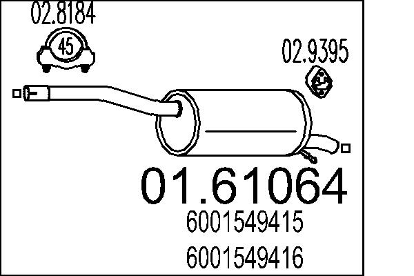 Toba esapament finala DACIA LOGAN pick-up (US_) 1.6 benzina 87 cai MTS 01.61064