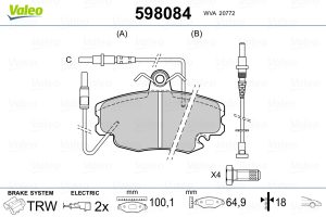 Placute frana DACIA LOGAN (LS_) 1.5 dCi (LS0J, LS0Y) diesel 65 cai VALEO 598084