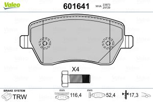 Placute frana DACIA LOGAN MCV (KS_) 1.6 MPI 85 benzina 84 cai VALEO 601641