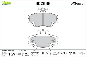 Placute frana DACIA SANDERO 1.4 MPI LPG Benzina/Autogaz (GPL) 72 cai VALEO 302638