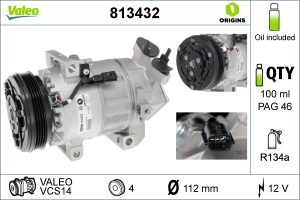 Compresor climatizare DACIA SANDERO II 1.2 LPG Benzina/Autogaz (GPL) 75 cai VALEO 813432
