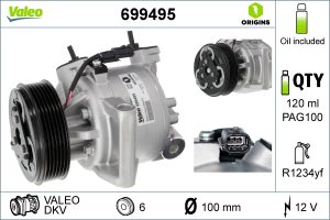 Compresor climatizare DACIA LOGAN MCV II 1.5 dCi diesel 84 cai VALEO 699495