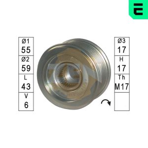 Fulie alternator DACIA LODGY (JS_) 1.5 dCi diesel 90 cai ERA ZN5585