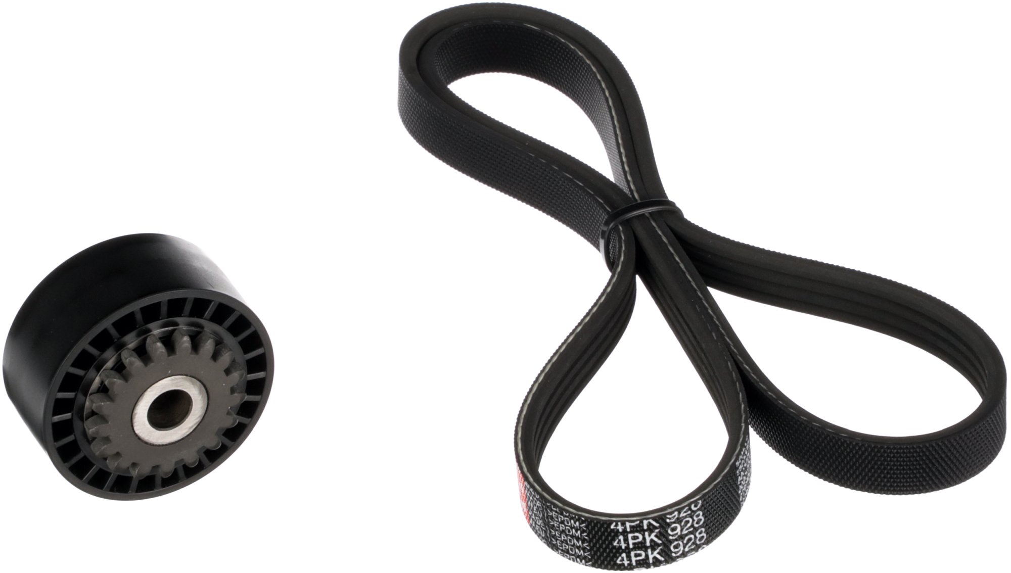 Set curea transmisie cu caneluri DACIA LOGAN (LS_) 1.0 Hi-Flex (LS0R, LS1G) Benzina/Etanol 76 cai GATES K014PK928