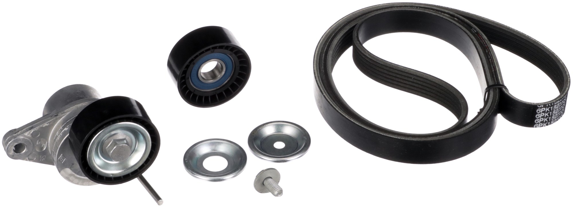 Set curea transmisie cu caneluri DACIA DUSTER Autoutilitara/SUV 1.6 16V Hi-Flex Benzina/Etanol 105 cai GATES K016PK1823XS