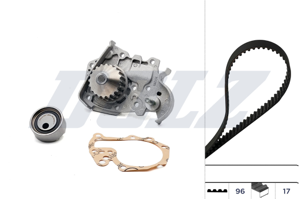 Set pompa apa + curea dintata DACIA SANDERO 1.4 (BS0C, BS0A, BS0G, BS1F, BS0E) benzina 75 cai DOLZ KD066