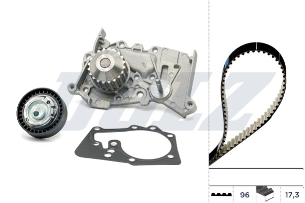 Set pompa apa + curea dintata DACIA LOGAN (LS_) 1.4 (LSOA, LSOC, LSOE, LSOG) benzina 75 cai DOLZ KD085